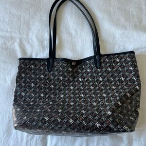 Sam Edelman Brown Monogram Tote with Black Handles